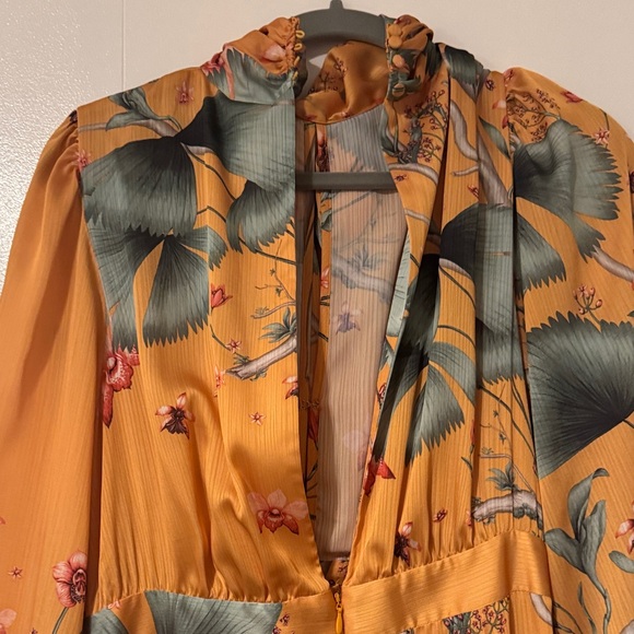 Johanna Ortiz x H&M collab Floral Mustard Yellow Dress with Bow - Picture 11 of 16